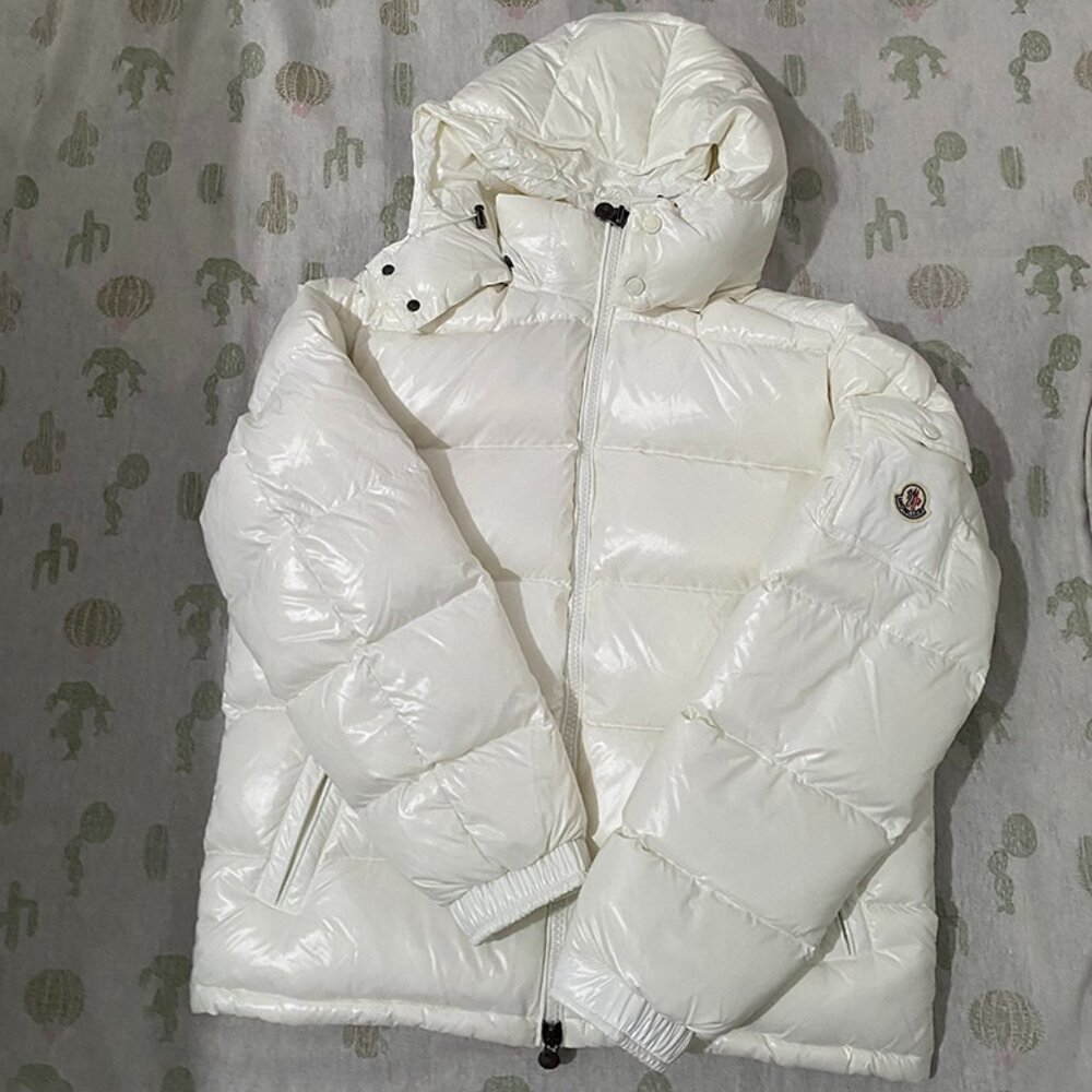 Moncler White Unisex Down Jacket With Hood